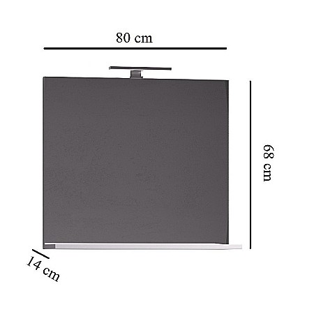 Set mobilier baie cu lavoar GN1531, front MDF cu lavoar ceramic, 80 cm, 3 usi, picioare reglabile cromate, balamale soft close si oglinda baie cu polita GN0551, dreptunghiulara, PAL, alb [5]