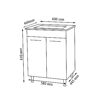 Set mobilier baie GN0541, front MDF, cu lavoar ceramic, 60 cm, 2 usi, 2 rafturi, picioare cromate reglabile, balamale soft close si dulap cu oglinda Celine, PAL, iluminare led, alb [6]