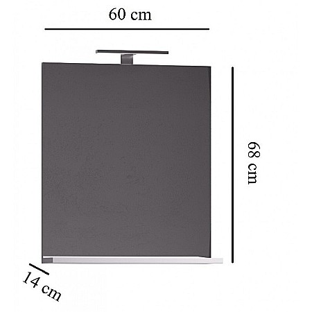Set mobilier baie GN0541, front MDF, cu lavoar ceramic, 60 cm, 2 usi, 2 rafturi, picioare cromate reglabile, balamale soft close si oglinda cu polita GN0551, dreptunghiulara, PAL, alb [3]
