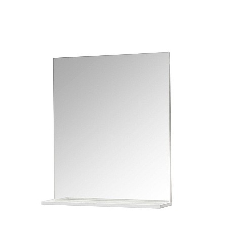 Set mobilier baie GN0541, front MDF, cu lavoar ceramic, 60 cm, 2 usi, 2 rafturi, picioare cromate reglabile, balamale soft close si oglinda cu polita GN0671, dreptunghiulara, PAL, ALB [4]