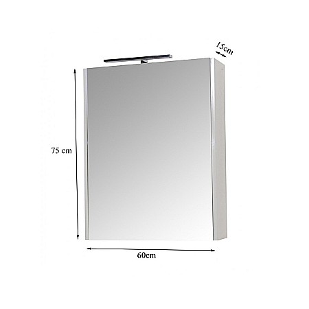 Set mobilier baie suspendat, cu lavoar ceramic, GN0541, front MDF, 60 cm, 2 sertare, glisiere soft close si dulap cu oglinda GN5011, MDF, iluminare led,cu usa, 3 rafturi, alb [4]