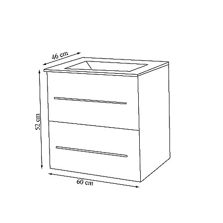 Set mobilier baie suspendat, cu lavoar ceramic, GN0541, front MDF, 60 cm, 2 sertare, glisiere soft close si oglinda cu polita GN0551, dreptunghiulara, PAL, alb [4]