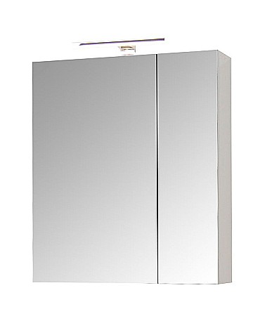 Set mobilier baie suspendat, cu lavoar ceramic, GN0541, front MDF, 60 cm, 2 sertare, glisiere soft close si dulap cu oglinda Celine, PAL, iluminare led, alb [1]