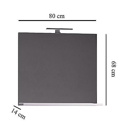 Set mobilier baie suspendat, cu lavoar ceramic, GN0541, front MDF, 80 cm, 2 sertare, glisiere soft close si oglinda cu polita GN0551, PAL, alb [2]