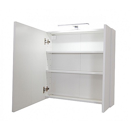 Set mobilier baie suspendat, cu lavoar ceramic, GN0541, front MDF, 60 cm, 2 sertare, glisiere soft close si dulap cu oglinda Celine, PAL, iluminare led, alb [2]