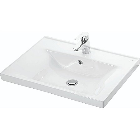 Set mobilier baie suspendat, cu lavoar ceramic, GN0541, front MDF, 70 cm, 2 sertare, glisiere soft close si oglinda cu polita GN0551, dreptunghiulara, PAL, alb [3]