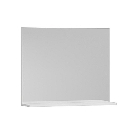 Set mobilier baie suspendat GN0971, front MDF cu lavoar ceramic, 80 cm, 2 sertare, glisiere soft close si oglinda cu polita GN0551, dreptunghiulara, PAL, alb [2]