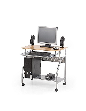 Set mobilier birou copii HM B6, MDF, metalic, spatii depozitare, cu scaun HM Gonzo 3 gri inchis, stofa, 90 kg si dulapior rulant HM Nils, cu roti, lemn, natur [1]