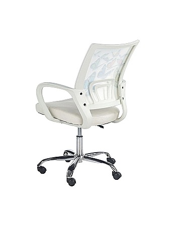 Set mobilier birou copii HM Lima B1, PAL lucios, spatii depozitare, cu scaun HM Ibis Butterfly, stofa/piele ecologica, 100 kg si dulapior rulant HM Simon 2, cu roti, front MDF, alb [4]