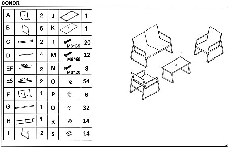 Set mobilier de gradina si terasa HM Conor, metalic, tapiterie textilena, cu canapea, fotolii si masuta cafea, 4 persoane, gri inchis [24]