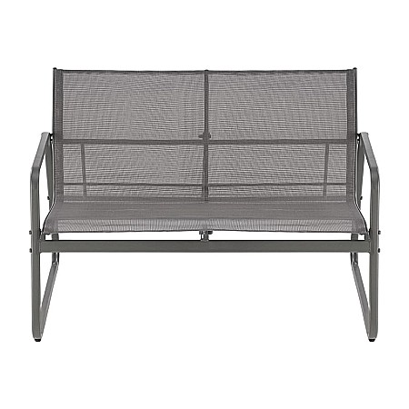 Set mobilier de gradina si terasa HM Conor, metalic, tapiterie textilena, cu canapea, fotolii si masuta cafea, 4 persoane, gri inchis [3]