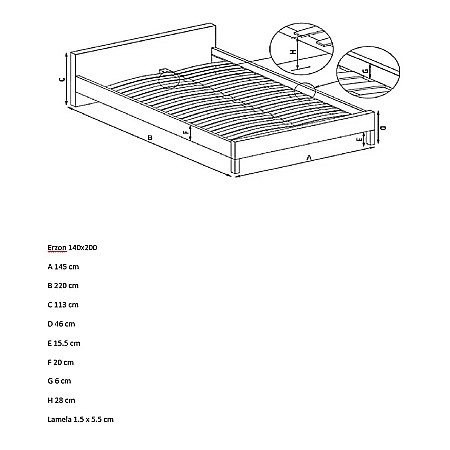 Set pat dublu Erzon, elemente lemn masiv, tapitat cu stofa, somiera inclusa, gri si saltea ortopedica Optima Silver Care, plasa de arcuri, reversibila,160x200 cm [13]