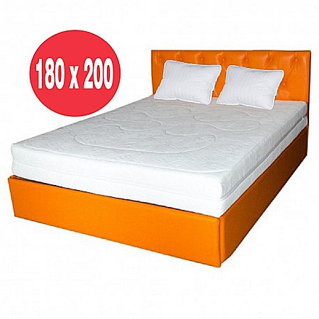 Set Saltea cu arcuri, Cronos HR Spring Comfort 180x200x24cm, cu spuma poliuretanica HR 3,5 cm pe ambele fete, husa detasabila tricot, hipoalergenic, fermitate medie, Saltsib plus 2 perne matlasate, microfibra, 50x70cm [1]