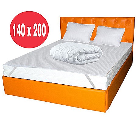 Set Saltea cu arcuri Pluto Traditional Spring Comfort 140x200x20cm, plasa arcuri Bonell, husa hipoalergenica, fermitate mediu-tare, Pachet textile Avantaj, 2 perne matlasate 50x70cm, lavabile 60°C, husa antialergenica, cu elastice la colturi, pilota iarna [1]