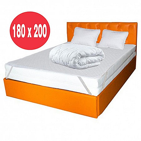 Set Saltea cu spuma, Nova Comfort Flex 180x200x20cm, fermitate tare, hipoalergenica, husa detasabila, Saltsib plus Pachet textile Avantaj cu 2 perne matlasate, 50x70cm, husa antialergenica, lavabila la 95°C si pilota iarna, microfibra 200x200cm [2]