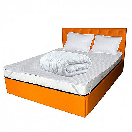 Set Saltea cu spuma, Venus Eco Memory 180x200x17cm, cu spuma poliuretanica, memory foam 2 cm, fermitate mediu spre tare, Saltsib plus Pachet textile Avantaj cu 2 perne matlasate 50x70cm, husa hipoalergenica, lavabila la 95°C si pilota iarna, 200x200cm