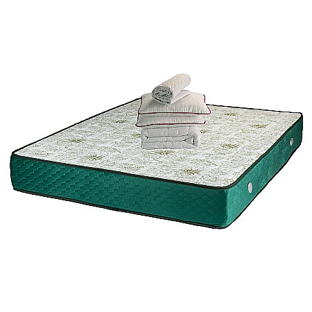 Set Saltea ortopedica cu arcuri Memory Super Ortopedic Azalee 180x200x25cm, fermitate mediu-tare, plasa arcuri Bonell, memory foam 5 cm, aerisire spaceair, Salt Confort, 2 perne matlasate 50x70cm, husa antialergenica, pilota vara hipoalergenica 200x220cm