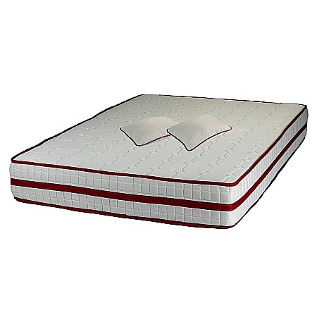Set Saltea ortopedica, cu arcuri, Roza Super Lux Ortopedic 140x200x25cm, fermitate mediu spre tare, plasa de arcuri Bonell, fara vara-iarna, banda de aerisire spaceair, greutate maxima sustinuta 100 kg/utilizator, Salt Confort, 2 perne matlasate 50x70cm