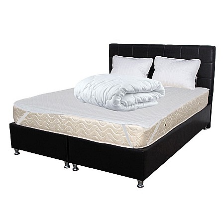 Set Saltea ortopedica cu arcuri Super Ortopedica Sofia 180x200x20cm, fermitate medie, plasa arcuri Bonell, fata vara-iarna, sistem aerisire cu butoni, 2 perne matlasate antialergice 50x70cm, husa hipoalergenica lavabila la 95°C, pilota vara, 200x220cm