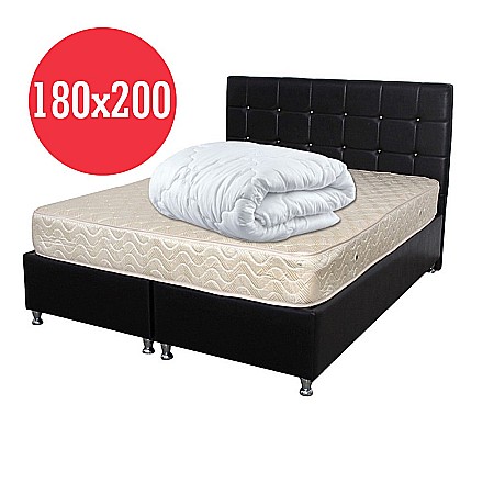 Set Saltea ortopedica cu arcuri, Super Ortopedica Sofia, 180x200x20cm, fermitate medie, cu plasa arcuri tip Bonell, fata vara-iarna, sistem aerisire cu butoni, Saltex plus pilota microfibra iarna, umplutura fibre de poliester, 200x220cm [1]