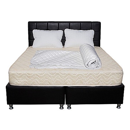 Set Saltea ortopedica cu arcuri Super Ortopedica Sofia, 180x200x20cm, fermitate medie, cu plasa arcuri tip Bonell, fata vara-iarna, sistem aerisire cu butoni, Saltex plus 2 perne matlasate antialergice, 50x70cm si husa hipoalergenica, lavabila la 95°C [0]