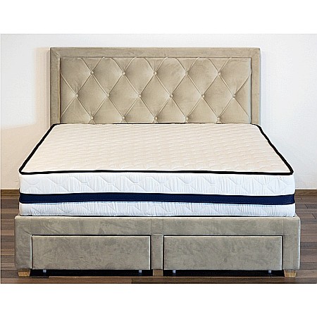 Set Saltea ortopedica, Iris Super Lux Comfort, 140x190x26cm, fermitate tare, cu plasa de arcuri tip Bonell, sistem de aerisire banda Spaceair, Saltsib plus 2 perne matlasate microfibra 50x70cm, lavabile la  60°C [1]