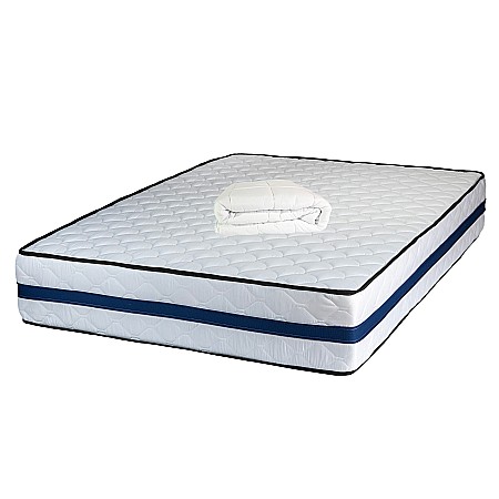 Set Saltea ortopedica, Iris Super Lux Comfort, 140x200x26cm, fermitate tare, cu plasa de arcuri tip Bonell, sistem de aerisire banda Spaceair, Saltsib plus pilota matlasata vara, antialergica, 180x200cm