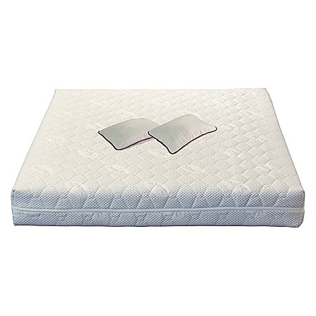Produse - Set Saltea ortopedica, Jupiter Memory One 140x200x24cm, cu spuma poliuretanica, memory foam 4 cm, husa detasabila, tricot Silver Care, hipoalergenica, fermitate mediu spre tare, Saltsib plus 2 perne matlasate 50x70cm, lavabile la 60°C