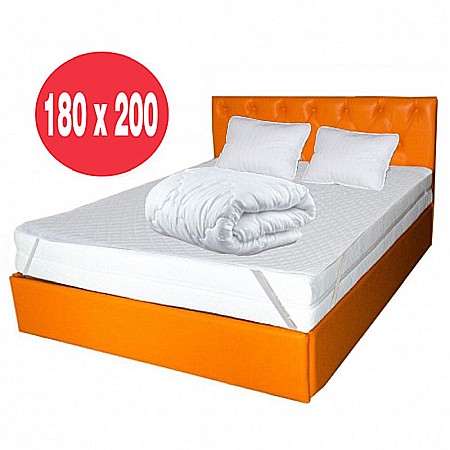 Set Saltea ortopedica Jupiter Memory One 180x200x24cm cu spuma poliuretanica, memory foam 4 cm, husa hipoalergenica, fermitate mediu-tare, Pachet textile Avantaj cu 2 perne matlasate 50x70cm, lavabile la 60°C, husa antialergica, pilota iarna, 200x200cm [2]