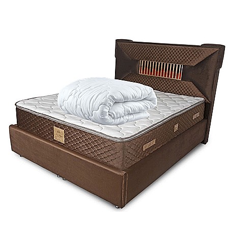 Promotii - Set Saltea ortopedica, Lux Memory Piemond cu topper, 140x200x32cm, fermitate tare, plasa arcuri, memory foam 2,5 cm, husa matlasata, aerisire perimetrala, greutate maxima sustinuta 120 kg/utilizator, Saltex plus pilota iarna, hipoalergenica, 180x200cm