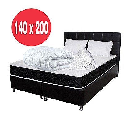 Set Saltea ortopedica Praga 140x200x22 cm cu plasa de arcuri Bonell, box spring system, fermitate medie, sistem aerisire perimetral, Saltsib plus 2 perne matlasate antialergice, 50x70cm, husa hipoalergenica, lavabila la 95°C si pilota iarna, 180x200cm [4]