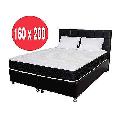 Set Saltea ortopedica, Praga 160x200x22 cm, cu plasa de arcuri tip Bonell, box spring system, fermitate medie, sistem de aerisire perimetral, Saltsib plus 2 perne matlasate microfibra 50x70cm, lavabile la 60°C [2]