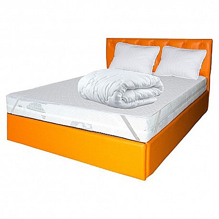 Set Saltea ortopedica Saturn Memory Plus Comfort 180x200x20cm cu spuma poliuretanica HR, memory foam 4 cm, husa hipoalergenica, fermitate mediu-tare, 2 perne matlasate 50x70cm antialergice, husa lavabila la 95°C, pilota vara, densitate 200g/m², 180x200cm [1]