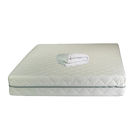 Promotii - Set Saltea ortopedica, Terra Standard Spring Comfort 160x200x26cm, cu plasa de arcuri Bonell, husa detasabila tricot, hipoalergenica, fermitate mediu spre tare, Saltsib plus pilota vara, 180x200cm, matlasata, umplutura fibre de poliester, lavabila la 95°C
