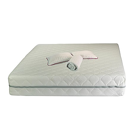 Set Saltea ortopedica, Terra Standard Spring Comfort 180x200x26cm, cu plasa de arcuri Bonell, husa detasabila tricot, hipoalergenica, fermitate mediu spre tare, Saltsib plus 2 perne matlasate 50x70cm si husa microfibra, lavabila la 95°C [0]