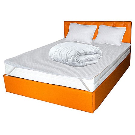 Set Saltea ortopedica, Terra Standard Spring Comfort 140x200x26cm, plasa arcuri Bonell, husa detasabila tricot, fermitate mediu spre tare, Saltsib plus 2 perne matlasate 50x70cm, Husa hipoalergenica, lavabila la 95°C si Pilota iarna, microfibra 180x200cm [2]