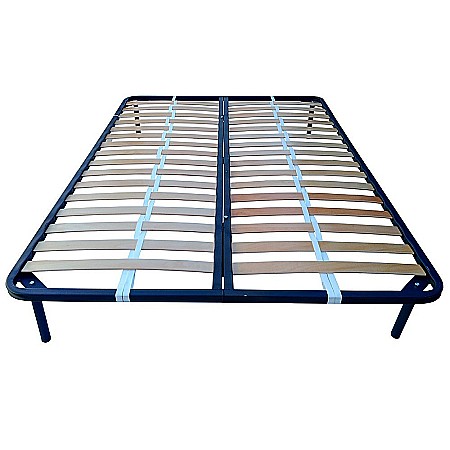 Somiera metalica fixa pentru pat dublu 180x200, 6 picioare, 32 lamele lemn fag, benzi textile, suport saltea ferm, negru [1]