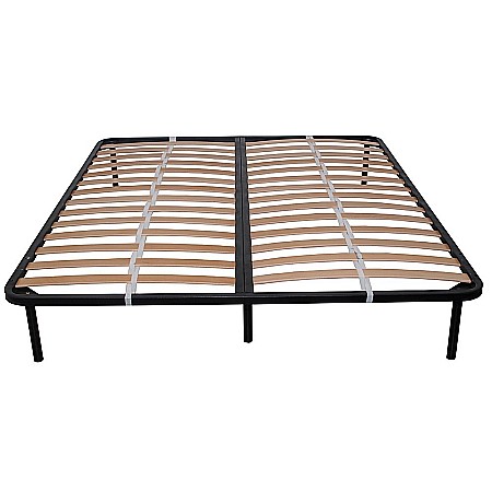 Somiera metalica fixa pentru pat dublu 180x200, 6 picioare, 32 lamele lemn fag, benzi textile, suport saltea ferm, negru [3]