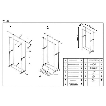 Stender haine dublu cu suport pantofi HM WU11, stabil, metalic, polipropilena, cu roti, reglabil inaltime si latime, negru/argintiu [3]
