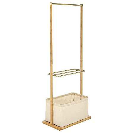 Stender pentru umerase cu spatiu depozitare HM WU31, lemn, metal cromat, natur [0]