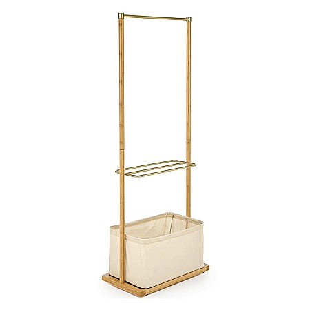 Stender pentru umerase cu spatiu depozitare HM WU31, lemn, metal cromat, natur [7]