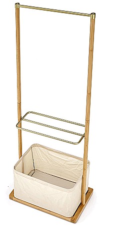 Stender pentru umerase cu spatiu depozitare HM WU31, lemn, metal cromat, natur [8]