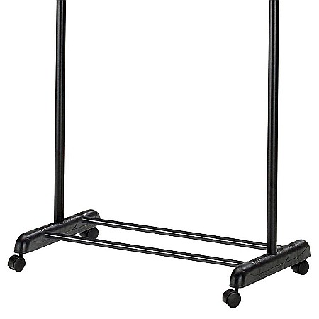 Suport de umerase pentru haine HM WU8, metalic, polipropilena, cu roti, raft pentru incaltaminte, inaltime ajustabila, negru [3]