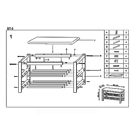 Suport pantofi HM ST3, cu bancuta, lemn, 2 rafturi, capacitate 8 perechi, crem/wenge [2]