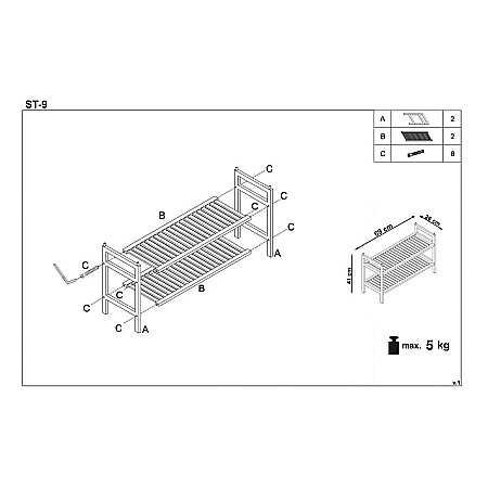 Suport pantofi HM ST9, cu 2 nivele, lemn masiv, capacitate 10 perechi, natur [2]