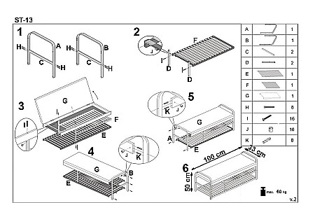 Suport pentru pantofi cu banca HM ST13, lemn masiv, spatiu depozitare, capacitate 10 perechi, gri/natur [2]