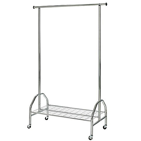 Produse - Suport pentru umerase, stender, HM WU18, cu raft dublu incaltaminte, metal cromat, cu roti
