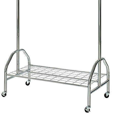 Suport pentru umerase, stender, HM WU18, cu raft dublu incaltaminte, metal cromat, cu roti [2]