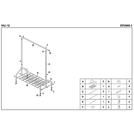 Suport pentru umerase, stender, HM WU18, cu raft dublu incaltaminte, metal cromat, cu roti [1]