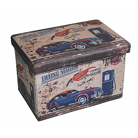 Produse - Taburete cu spatiu depozitare, Design, MDF/ Piele ecologica, 100 kg, 48 x 38, Vintage